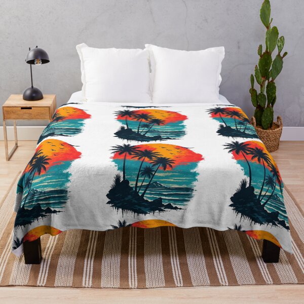 Item preview, Tropical Sunset Ocean Scene with Palm Trees and Birds designed and sold by ArtfulWeave.