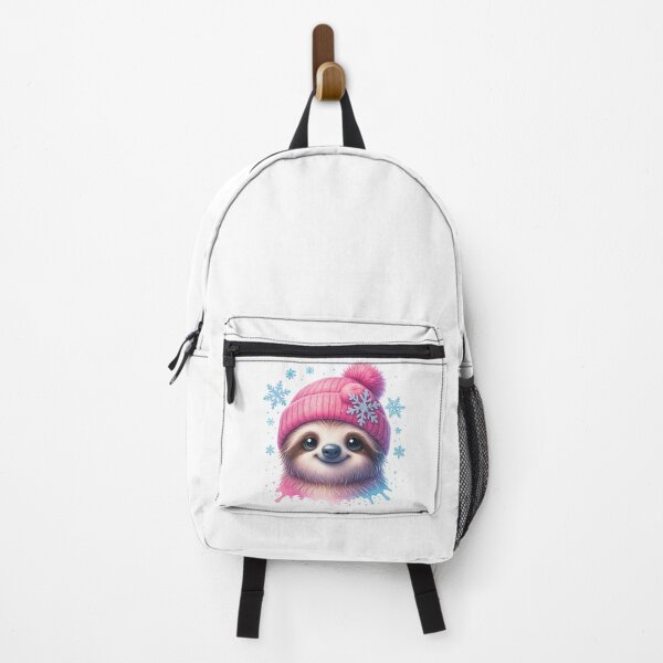 Item preview, Cute Winter Sloth Wearing Pink Hat with Snowflakes designed and sold by ArtfulWeave.