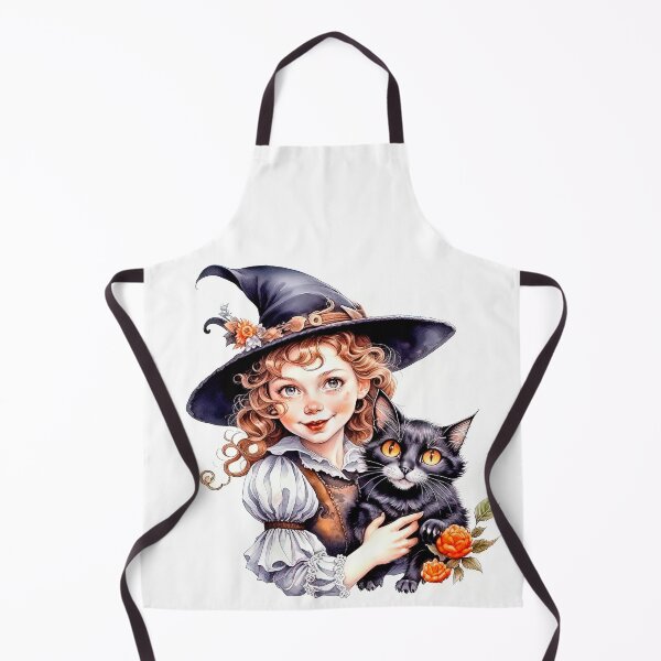 Item preview, Happy Halloween Design with Little Cute Witch And Her Black Cat designed and sold by LanaGustavsson.