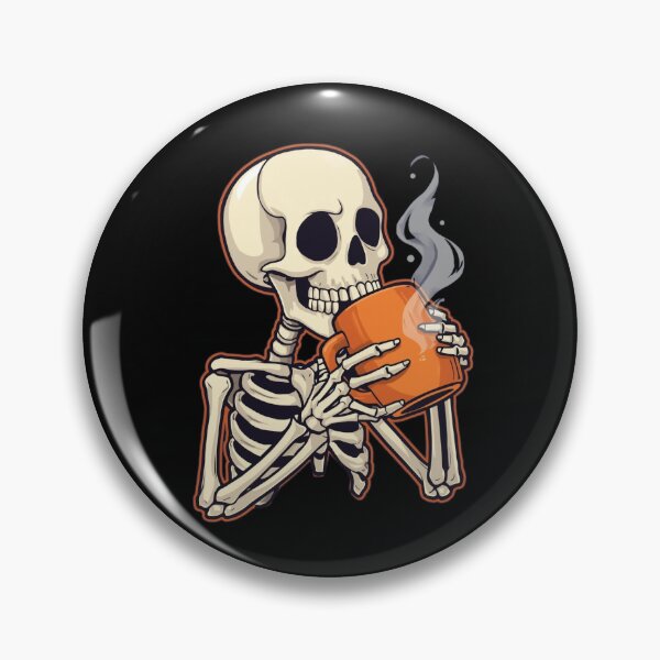 Item preview, Skeleton sipping pumpkin coffee. Happy Halloween! designed and sold by YvkafromPoland.