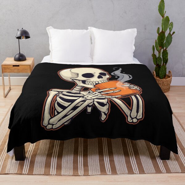 Item preview, Skeleton sipping pumpkin coffee. Happy Halloween! designed and sold by YvkafromPoland.