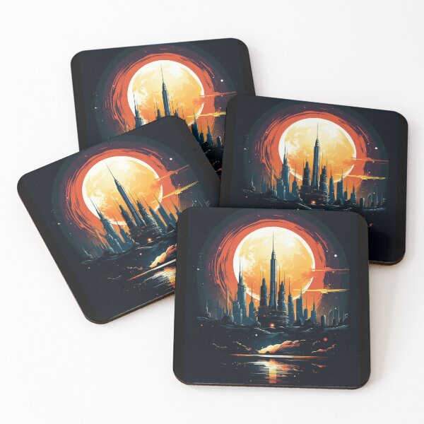 Item preview, Cosmic Cityscape: Neon Urban Sunset designed and sold by WHITE FLAME PRINTS.