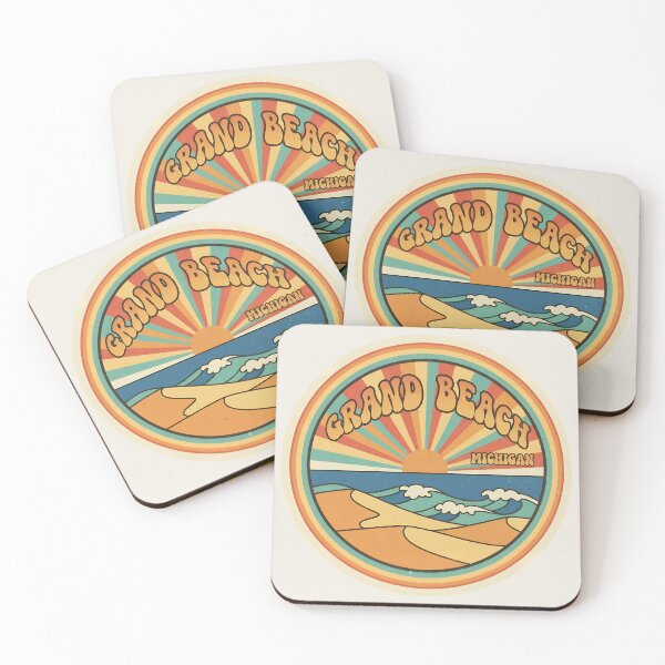Item preview, Grand Beach, Michigan Retro Wave designed and sold by TheOldMittenIllustrated.