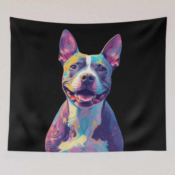 Item preview, Colorful Pitbull Pop Art – Vibrant Neon Dog Portrait designed and sold by snoezelstudio.