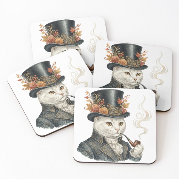 Item preview, Watercolor Victorian Cats — White, Gray, and Black | Elegant Clipart with Hat and Pipa | 18 High-Resolution PNG Illustrations designed and sold by ATLANTICSHOOP.