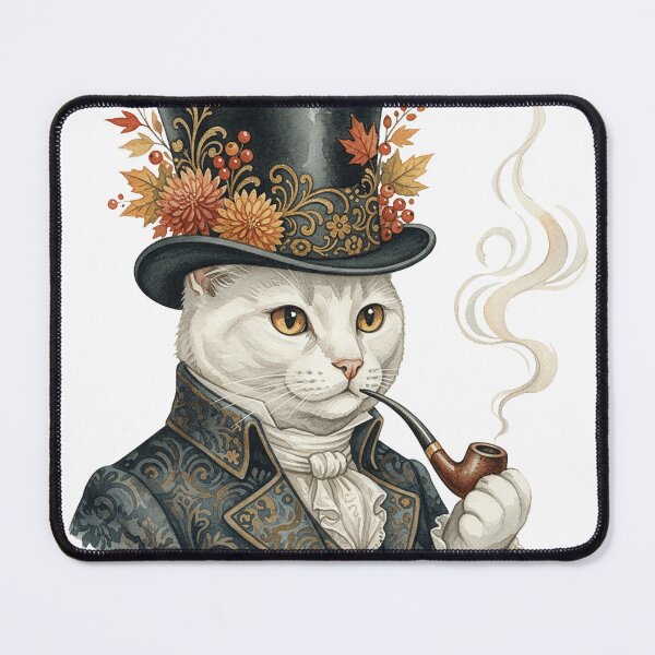 Item preview, Watercolor Victorian Cats — White, Gray, and Black | Elegant Clipart with Hat and Pipa | 18 High-Resolution PNG Illustrations designed and sold by ATLANTICSHOOP.