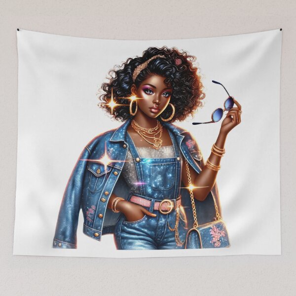 Item preview, Glam Fashion Diva in Glitter Denim designed and sold by Lulunza.