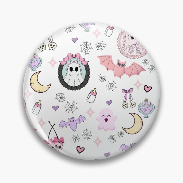 Item preview, Goth Kawaii – Cute Ghosts, Bats & Skulls Pattern designed and sold by VelvetChaosCove.