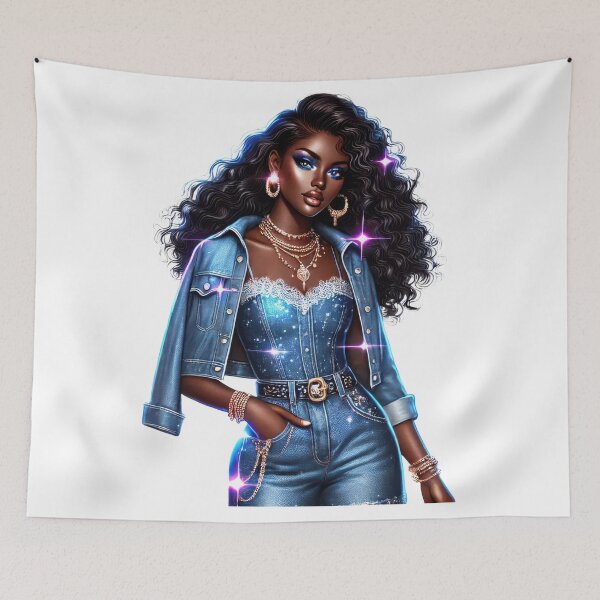 Item preview, Pink Glow Glam Girl in Denim designed and sold by Lulunza.