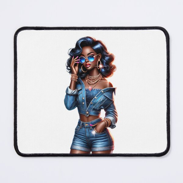 Item preview, Stylish Afro Queen in Blue Denim designed and sold by Lulunza.