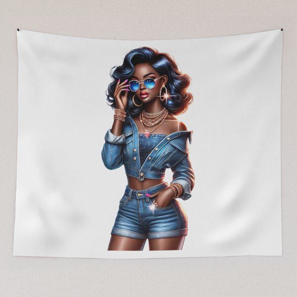 Item preview, Stylish Afro Queen in Blue Denim designed and sold by Lulunza.
