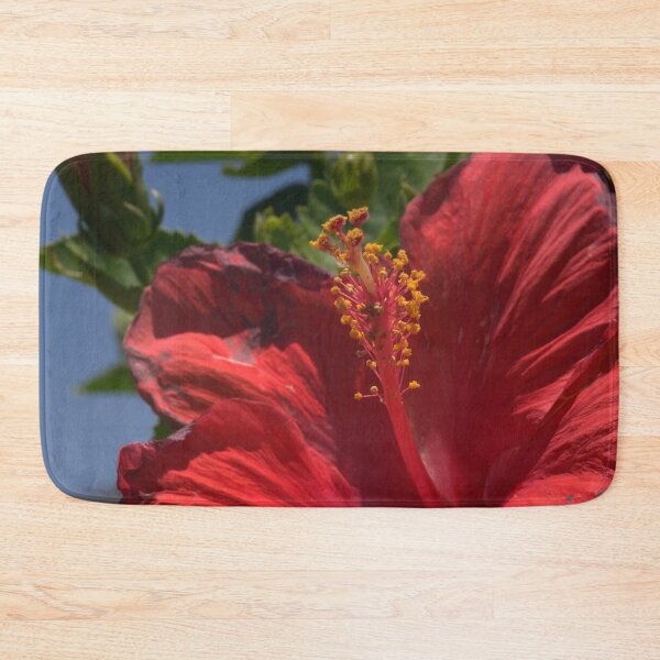 Item preview, Beautiful Red Hibiscus Closeup with Sunburnt Petals designed and sold by Petalgrain.