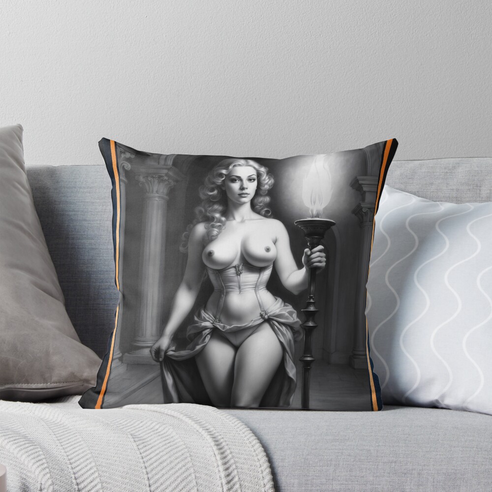 Shadows Of Luminaria Neoclassical Portrait Illustration AI Concept Art by Xzendor7 | An Enchanting Beauty 4 Shadows Of Luminaria Neoclassical Portrait Illustration Stunning AI Concept Art by Xzendor7 Decorative Art Print Throw Pillow