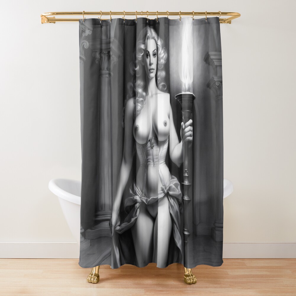 Shadows Of Luminaria Neoclassical Portrait Illustration AI Concept Art by Xzendor7 | An Enchanting Beauty 2 Shadows Of Luminaria Neoclassical Portrait Illustration Stunning AI Concept Art by Xzendor7 Decorative Art Print Shower Curtain