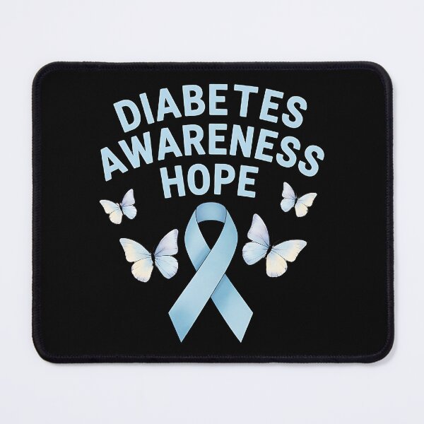 Item preview, Diabetes Awareness Hope Blue Ribbon Butterfly Design Type 1 Type 2 Support Health Awareness designed and sold by ArtDesignTp.