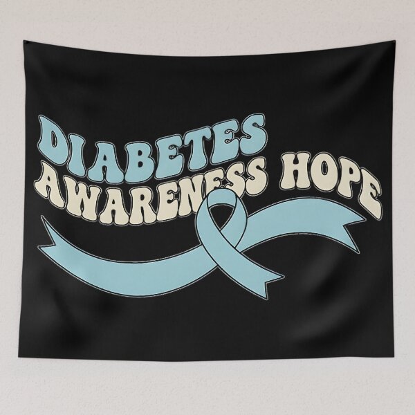 Item preview, Diabetes Awareness Hope Blue Ribbon Butterfly Design Health Support Inspirational Quote designed and sold by ArtDesignTp.