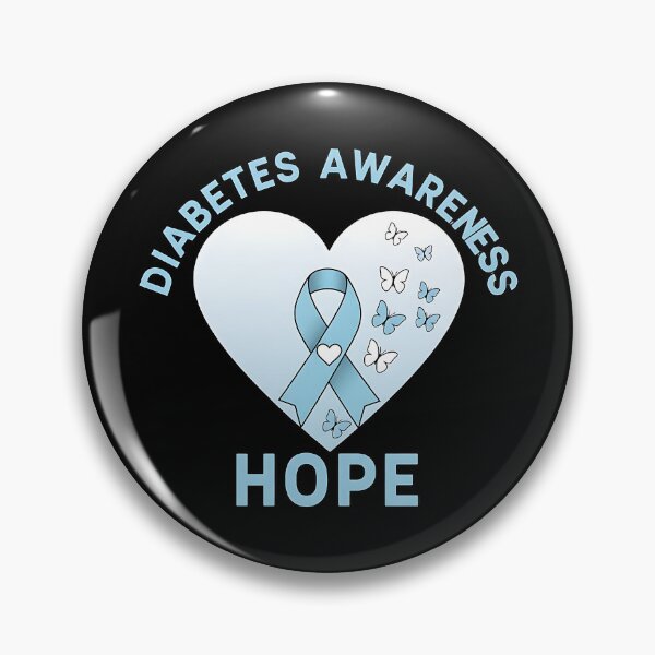 Item preview, Diabetes Awareness Hope Blue Ribbon Heart Butterfly Design Type 1 Type 2 Support designed and sold by ArtDesignTp.