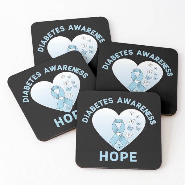 Item preview, Diabetes Awareness Hope Blue Ribbon Heart Butterfly Design Type 1 Type 2 Support designed and sold by ArtDesignTp.
