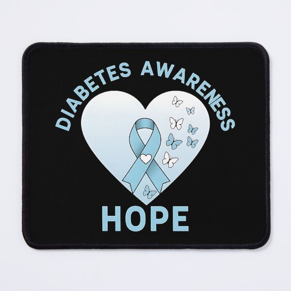 Item preview, Diabetes Awareness Hope Blue Ribbon Heart Butterfly Design Type 1 Type 2 Support designed and sold by ArtDesignTp.