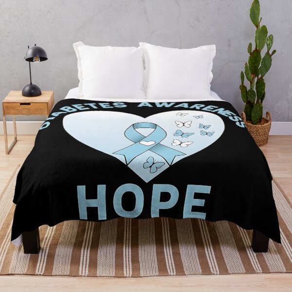 Item preview, Diabetes Awareness Hope Blue Ribbon Heart Butterfly Design Type 1 Type 2 Support designed and sold by ArtDesignTp.