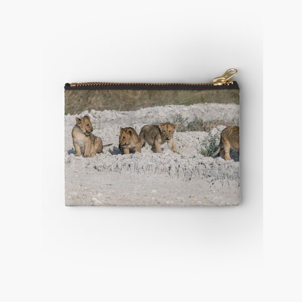 Item preview, Tiny Paws on White Dust — Four Lion Cubs Following Mom, Etosha (May 2025) designed and sold by DavideAntoniani.