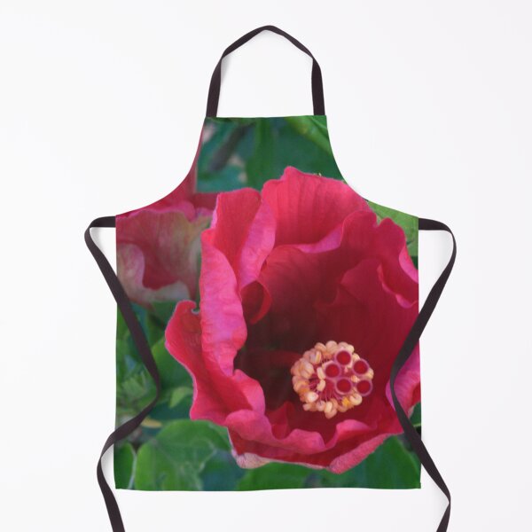 Item preview, Red Hibiscus Blooming on a Cool Summer Morning designed and sold by Petalgrain.
