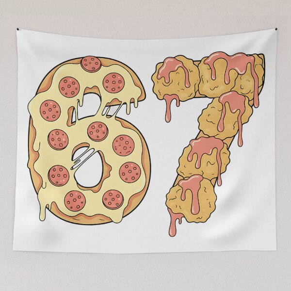 Item preview, 67 Six Seven Funny Pizza Meme Design Retro Food Humor Number Art designed and sold by ArtDesignTp.