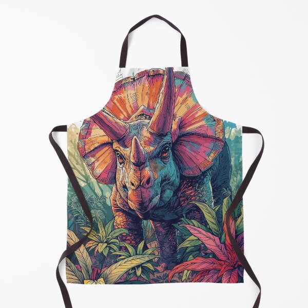 Item preview, Colorful Triceratops Dinosaur Art – Prehistoric Jungle Illustration | Jurassic Wall Decor designed and sold by WildInkFusion.
