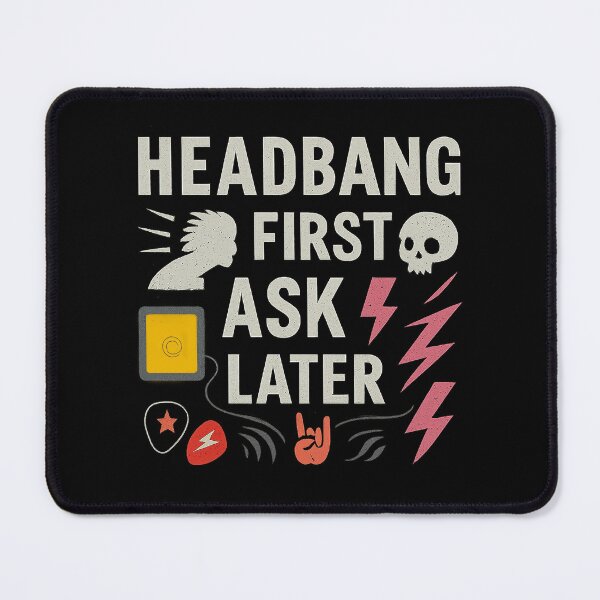 Item preview, Headbang First Ask Later – Rock Impulse Statement Design designed and sold by SanPedroArt.