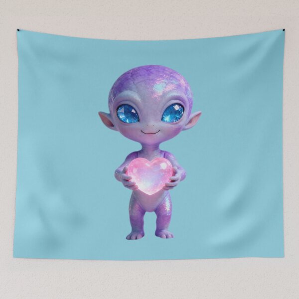 Item preview, Adorable Alien Holding Heart designed and sold by Roanemermaid.