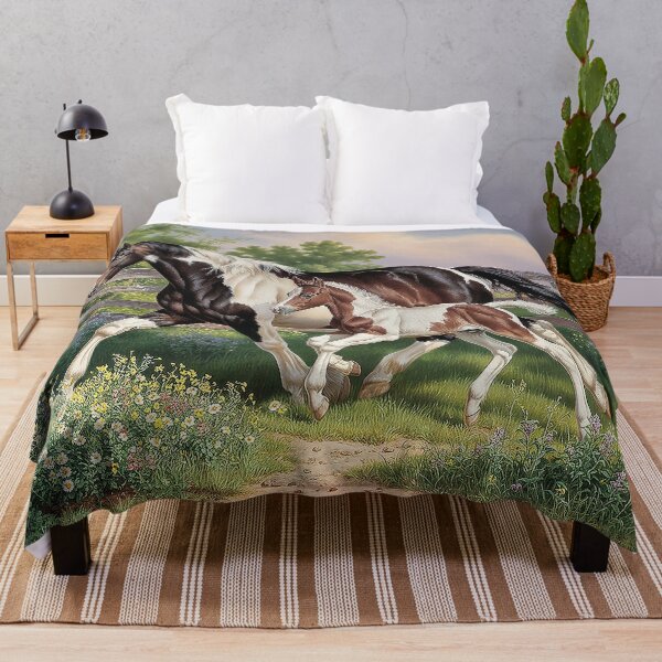 Item preview, Horses Paints Mare & Foal Throw Blanket designed and sold by candiscamera.