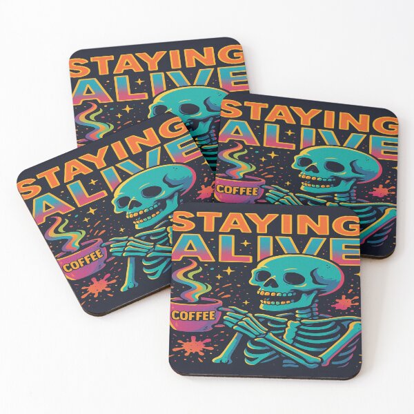 Item preview, Skeleton Café – Staying Alive | Vintage Halloween Design designed and sold by faamyo.