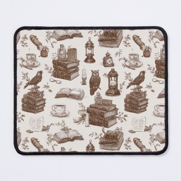 Item preview, Mystical Library Toile Pattern - Vintage Books Ravens and Potions Brown designed and sold by Random Candy Studio.
