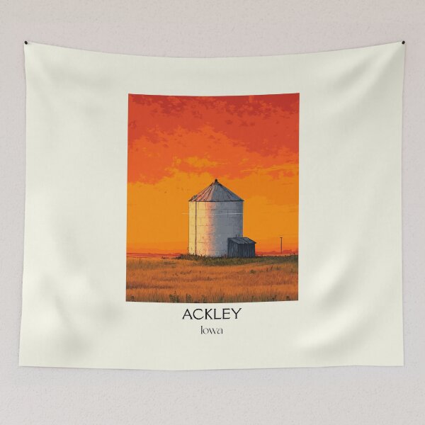 Item preview, Ackley Iowa Grain Silo | Farm Sunset Poster designed and sold by TuncGK.