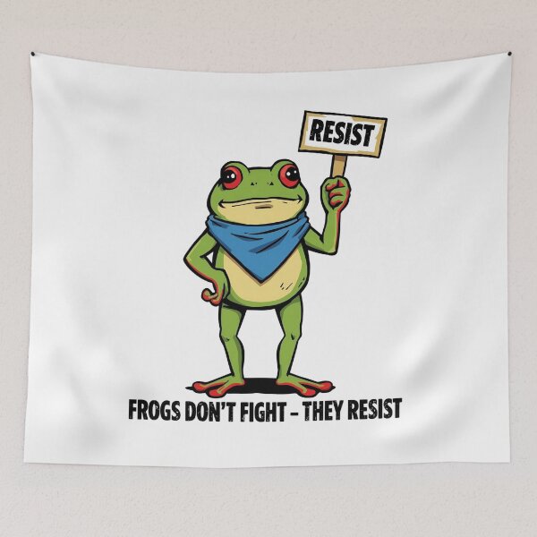 Item preview, Frogs Don’t Fight – They Resist | Peaceful Portland Protest Frog with Blue Bandana designed and sold by Activity01.