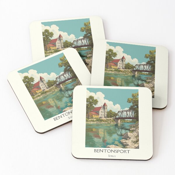 Item preview, Bentonsport Iowa Historic Bridge | River Village Poster designed and sold by TuncGK.
