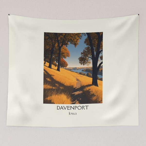 Item preview, Davenport Iowa River Bluff | Autumn City View Poster designed and sold by TuncGK.