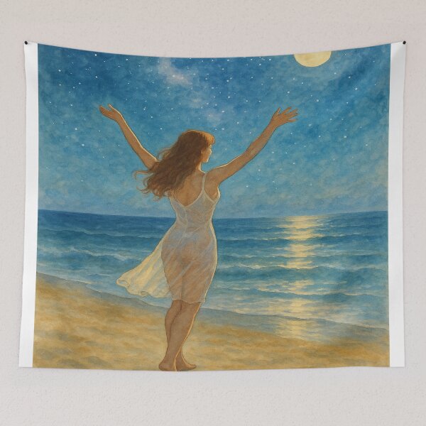 Item preview, Bathed in Moonlight – Watercolor Feminine Art by GGSTCraft designed and sold by ggstcraft.