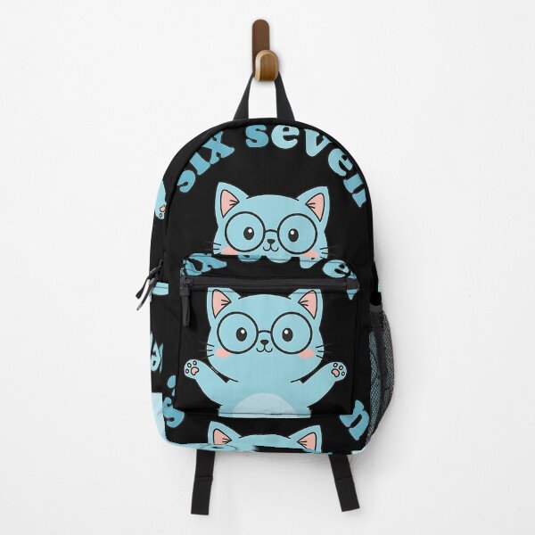 Item preview, 67 Six Seven Cat Funny Kawaii Blue Cat Meme Cute Nerdy Gaming Brainrot Design designed and sold by ArtDesignTp.