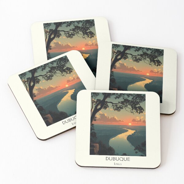 Item preview, Dubuque Iowa River Bluff Sunset | Mississippi River Poster designed and sold by TuncGK.