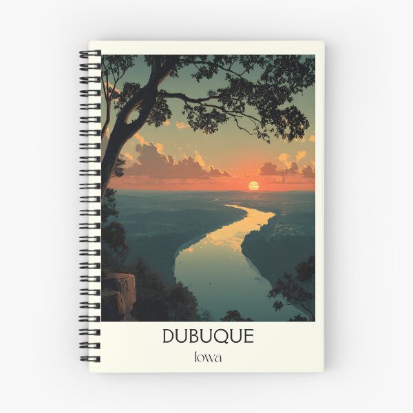 Item preview, Dubuque Iowa River Bluff Sunset | Mississippi River Poster designed and sold by TuncGK.