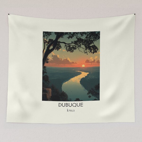 Item preview, Dubuque Iowa River Bluff Sunset | Mississippi River Poster designed and sold by TuncGK.