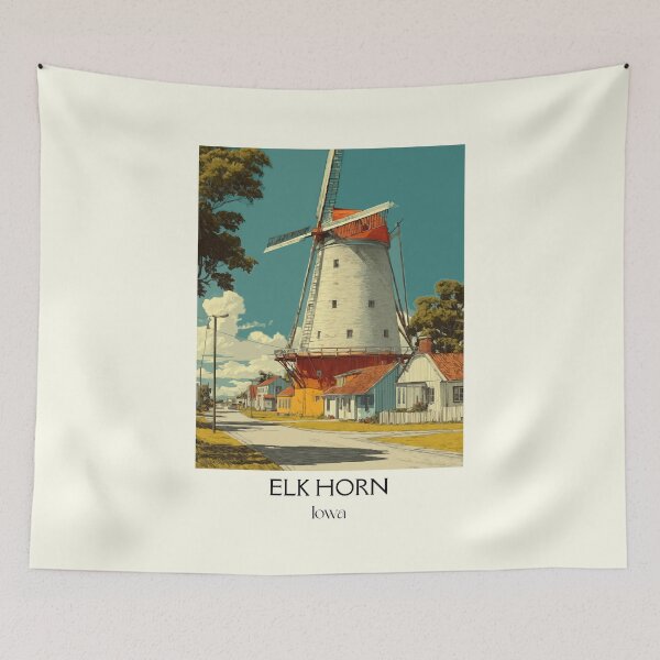 Item preview, Elk Horn Iowa Danish Windmill | Immigrant Heritage Poster designed and sold by TuncGK.