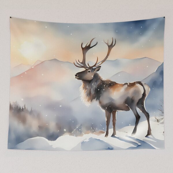 Item preview, Reindeer on Fjall at Sunrise designed and sold by CalmnessbyChoice.