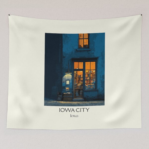 Item preview, Iowa City Iowa Night Window | University Town Poster designed and sold by TuncGK.