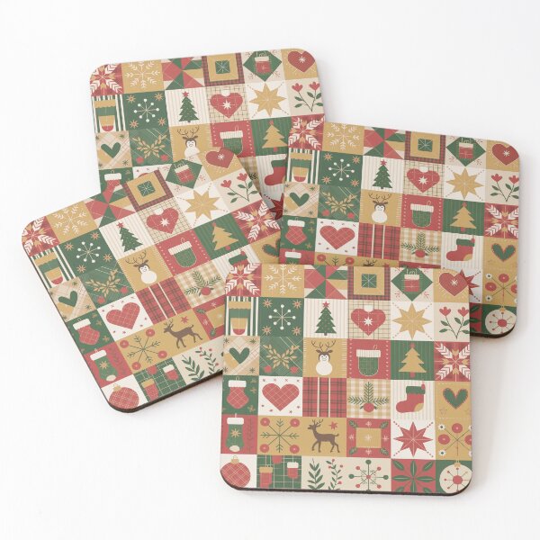 Item preview, Vintage Christmas Patchwork Pattern designed and sold by SoftStyleStudio ⭐⭐⭐.