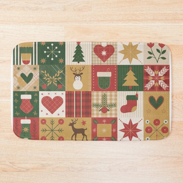 Item preview, Vintage Christmas Patchwork Pattern designed and sold by SoftStyleStudio ⭐⭐⭐.