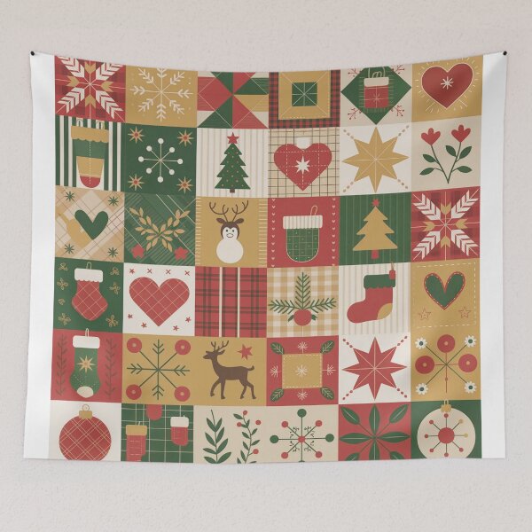 Item preview, Vintage Christmas Patchwork Pattern designed and sold by SoftStyleStudio ⭐⭐⭐.