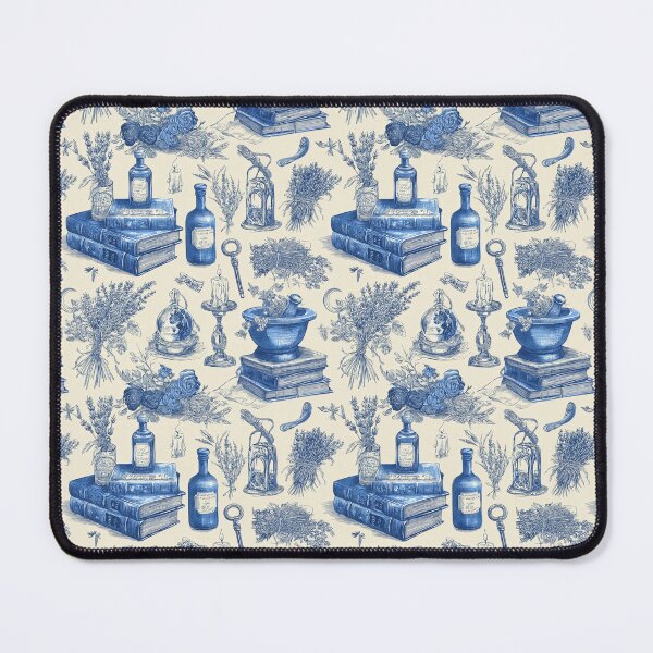 Item preview, Witch's Apothecary Toile Pattern - Vintage Herbs and Potions Sapphire Blue designed and sold by Random Candy Studio.