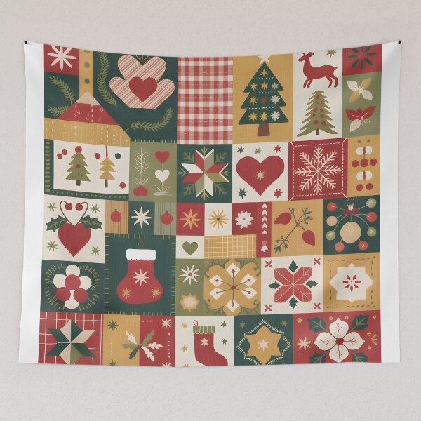 Item preview, Cozy Christmas Patchwork Quilt Pattern designed and sold by SoftStyleStudio ⭐⭐⭐.